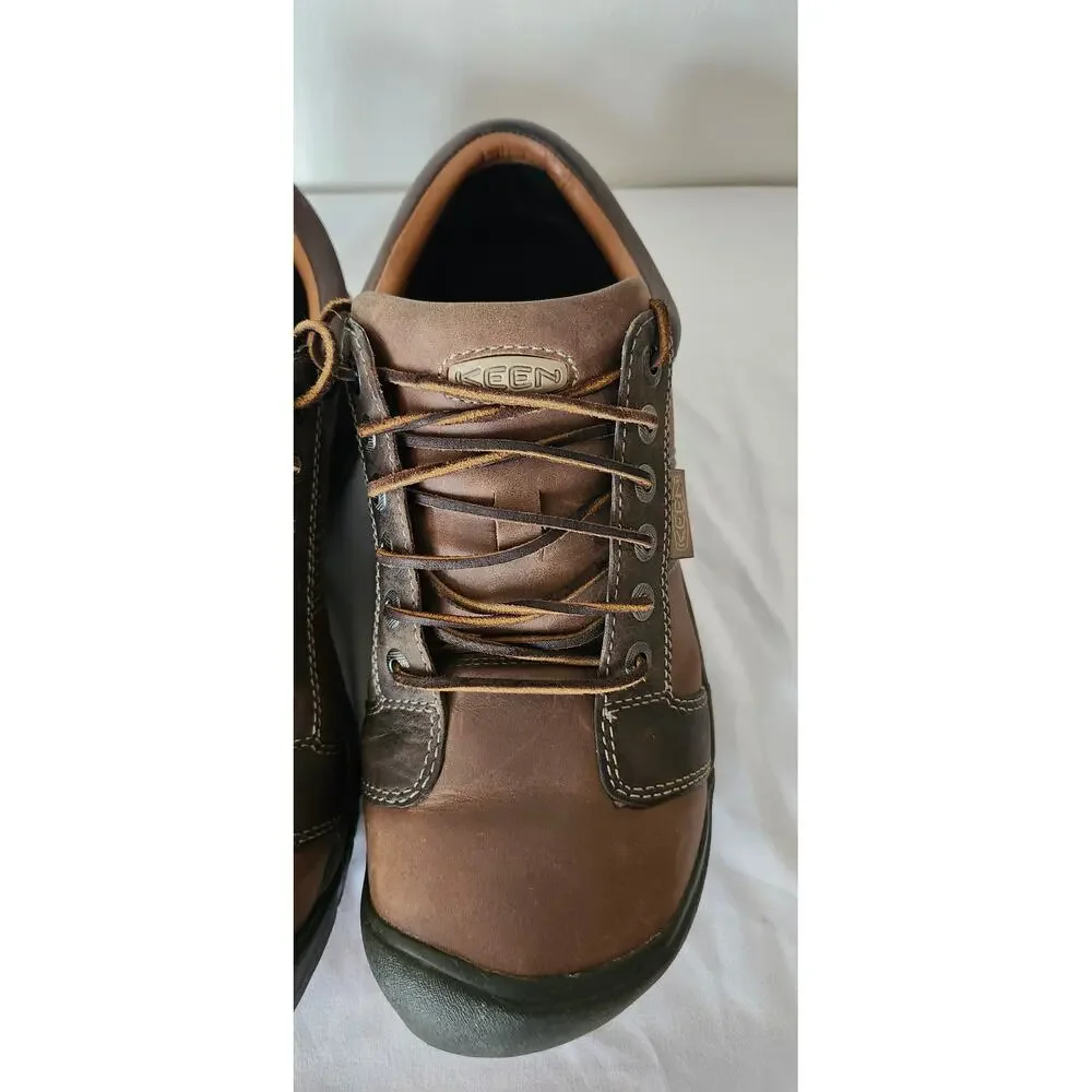 KEEN Austin Men's Leather Shoes Size 12 Chocolate Brown Casual Lace Up